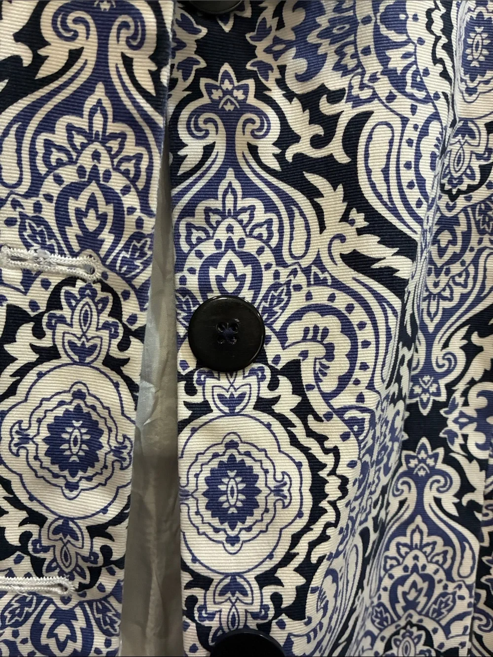 Michael Kors Navy and White Printed Button Jacket